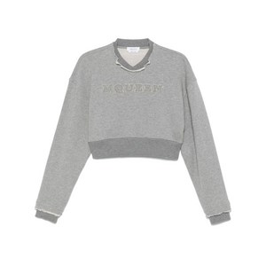 알렉산더맥퀸 레터링 로고 크롭 스웨트셔츠