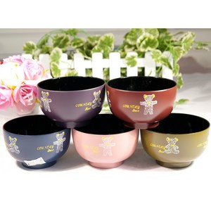 일제 칠기 일식 곰돌이 공기 밥그릇 5종세트 혼밥 칠기그릇 식기 밥공기, 1세트