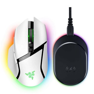RAZER 레이저코리아 바실리스크 V3 Pro 화이트 무선 충전팩 무선 게이밍 마우스 White