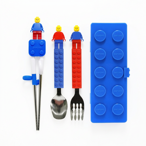 옥스포드 블럭 스텐 수저 + 포크 + 젓가락 + 케이스 세트, 블루, 스푼+젓가락+포크+..., 1개