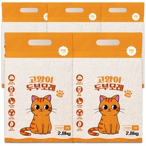 멍냥백과 고양이 두부모래 가는입자, 무향, 5개, 2.8kg