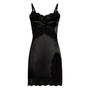 돌체앤가바나 레이스 트리밍 새틴 슬립 미니 드레스