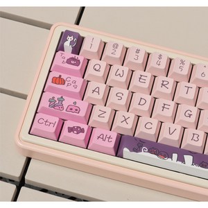 ZIFRIEND 귀여운 퍼플 고양이 핼러윈 분장 키캡 세트 XDA 체리 프로파일 염료승화 기계식 커스텀 PBT 130+키