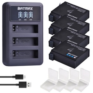 4Pcs 1680mAh Gopo Heo 4 배터리 교체 LED 3 슬롯 USB 충전기 GoPo HERO4 AHDBT401 액션 카메라, 4 Battey 1 Chage, 1개