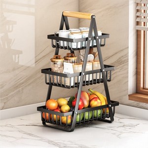 Tiger Pavilion 다용도 과일야채 선반 3단, 47.5x17.5x..., 블랙, 1개