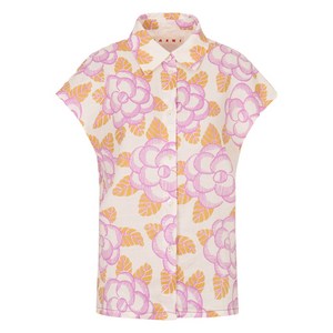 마르니 플로럴 캡 소매 셔츠, 화이트계열+핑크계열, Italy 42(KR 55-66)