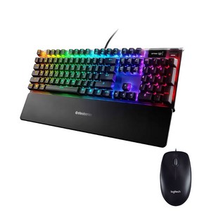 스틸시리즈 에이펙스 프로 TKL 조절 가능 게이밍 키보드 자축 + 로지텍 M100R 유선 마우스 블랙