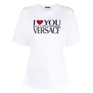 베르사체 베르사체 슬로건 프린트 티셔츠, 화이트계열, Italy 40(KR 55)