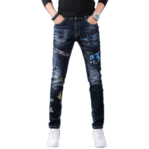 남성 기모안감 청바지 일자 슬림 스판 청바지 Men's jeans