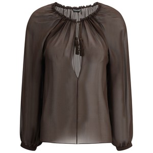 톰포드 실크 긴소매 블라우스, 브라운계열, Italy 44