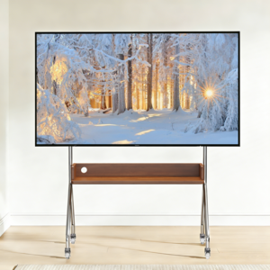 Bornoon 이동식 스탠드 티비 거치대 원목 오크 선반 무포름알데히드 32-75인치