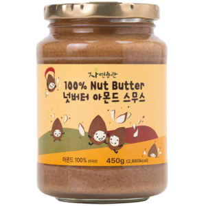 자연습관 100프로 넛 버터 아몬드 스무스 스프레드 잼 언스위트 무염 무설탕 무가당, 450g, 1개