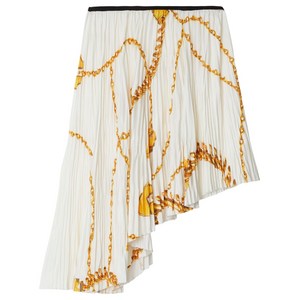 버버리 체인 프린트 비대칭 스커트, 화이트계열+골드계열, UK 6(KR 44-55)