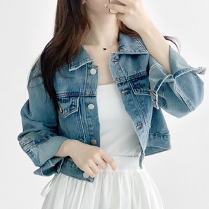[빈티지] 데이지클로젯 앨리시 빈티지 크롭 숏 데님 청자켓 / 봄 여름 가을 긴팔 오버핏 대학생 기본템 데일리룩 꾸안꾸 스트릿패션 y2k 하이틴 여성 여자 재킷 점퍼