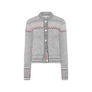 톰 브라운 페어 아일 자카드 도네갈 크롭 가디건, 그레이계열, Italy 38(KR 44)