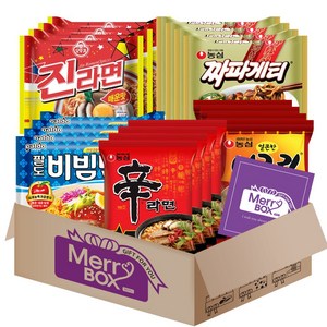 메리박스 봉지라면세트 6호 20개(진라면매운맛4+신라면4+얼큰한너구리4+짜파게티4+팔도비빔면4)+메세지카드, 1세트