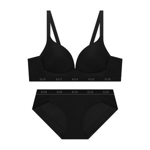 엘르이너웨어 [NEW] 에어로쿨 컴포트핏 노와이어 브라 팬티 세트 - 올블랙