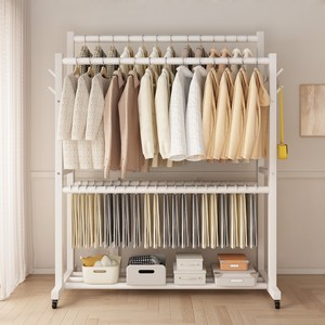 모던홈 2단 이동식 대용량 수납 선반 행거 튼튼한 철제 옷걸이 스탠드 행거