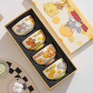 Keyiyijia 귀여운 캐릭터 밥공기 4개입