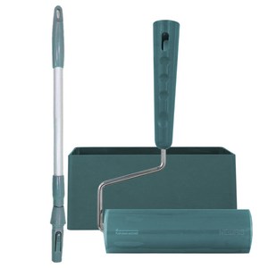 리드탑 물로 씻어쓰는 반영구 돌돌이 실리콘 롤 크리너 2단연결봉 세트 블루그린, 1개