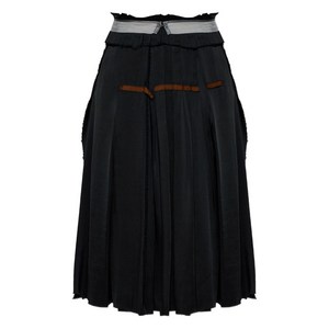 메종 마르지엘라 플리츠 언피니시드 컷 미디 스커트, 블랙계열, Italy 40(KR 55)