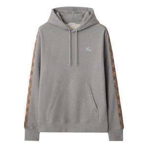 버버리 체크 트리밍 코튼 후디