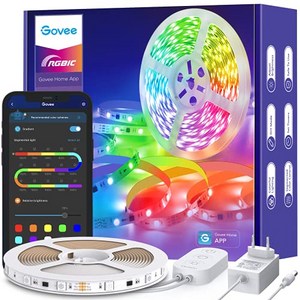 Govee RGBIC LED 스트립 5m LED 스트립 블루투스 음악 동기화 세그먼트 제어 색상 변경 64 장면 모드 앱을 통해 제어 가능 파티 가정 침실 TV 주방 장식용 -145137