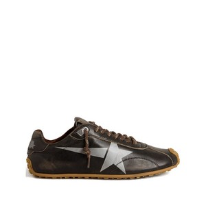 골든 구스 마라톤 스피드 레더 로고 프린트 스니커즈, Italy 38(KR 250), 브라운계열