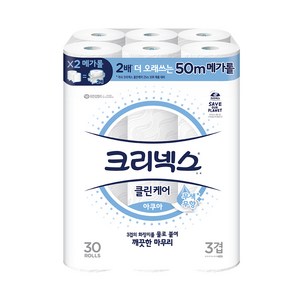 크리넥스 클린케어 천연펄프 3겹 고급롤화장지, 50m, 30개입, 1개