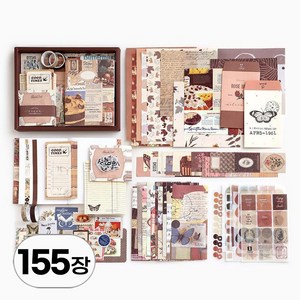 대용량 세트 빈티지 다꾸 스티커 메모지 배경지 패키지 레트로 스타일 키치 감성 sticker 팩 인스 용품 다이어리 꾸미기 조각 씰 스티커북, R99803B(B-1 155장, 1세트