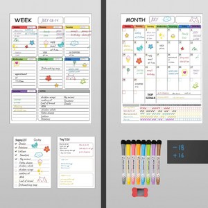 냉장고 자석보드 12종 택1 월간 주간 스케쥴보드 메모보드 화이트보드 칠판보드, 03_월간레인보우