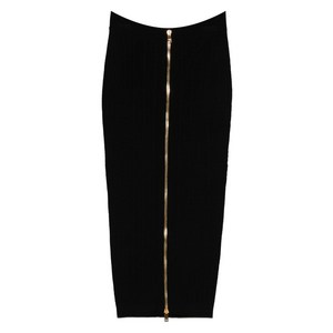 발망 케이블 니트 버튼 프런트 미디 슬림 핏 스커트, 블랙계열, France 38(KR 66)