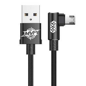 베이스어스 MVP 킹 엘보 모바일 게임 데이터 케이블 USB A 투 마이크로 1.5A, 1개, 2m, 블랙