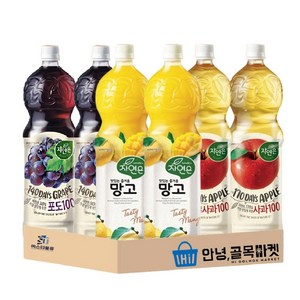 자연은 1.5L 음료수 세트 포도 사과 망고 각 2개씩