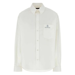 발렌시아가 logo-embroidered poplin shirt