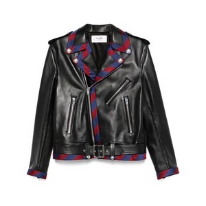 셀린느 스트라이프 트리밍 바이커 재킷, 블랙계열, IT/FR 50(KR 105)