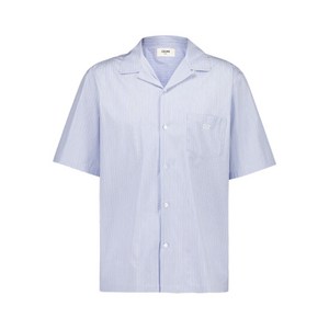 셀린느 스트라이프 반소매 셔츠, 블루계열, Collar (cm) 41