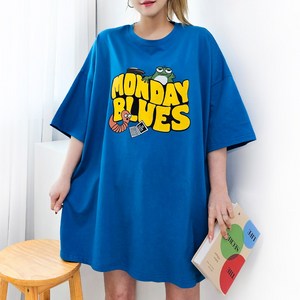 [제니블리] 먼데이블루 빅사이즈 반팔티 5XL 2COLOR // 55~99까지 루즈핏 오버사이즈 박스티 티셔츠 남여공용 홈웨어