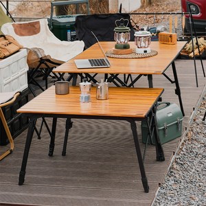 베어하이크 캠핑 접이식 높이조절 롤테이블, 우드