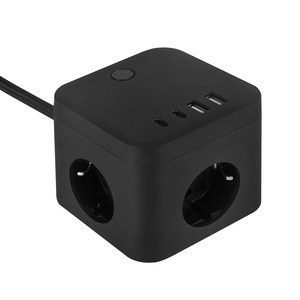 라이프썸 큐브 멀티탭 3구 4포트 USB C타입 1.8m (LFS-HA53) 2종 택1, 블랙, 1개
