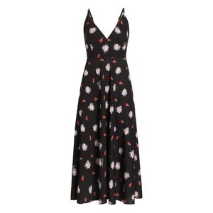 돌체앤가바나 플로럴 프린트 미디 드레스, 블랙계열+레드계열, Italy 42(KR 55)
