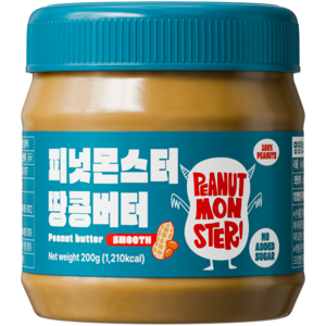 [압도적 고소함] 피넛몬스터 무첨가 무가당 100% 땅콩버터 스무스, 200g, 1개