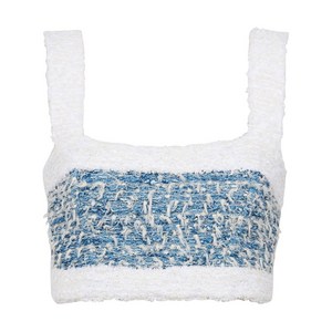 발망 데님 트위드 크롭 탑