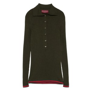 구찌 ribbed polo top
