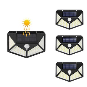 wrikri 태양열 태양열 100 LED 모션 감지 센서 야외 정원 조명 정원등, 4개, 화이트