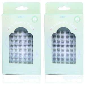 Char 핸드메이드 할로 피더 콜렉션 스왈로우 테일 인조 속눈썹, 블랙, 2개