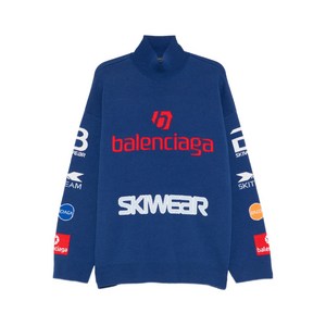 발렌시아가 스폰서 자카드 터틀 넥 스웨터, 블루계열, Standard L(KR 110)