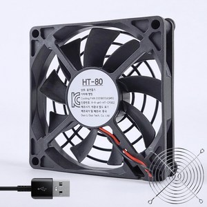 홈앤툴즈 미니피씨 공유기 저소음 80mm USB 쿨링팬 쿨러 (그릴 블랙)