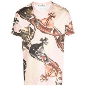 비비안웨스트우드 그래픽 프린트 반소매 티셔츠, 핑크계열, XXS(KR 85)