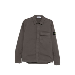 스톤 아일랜드 로고 디테일 셔츠 재킷, 그레이계열, Standard XL(KR 105)